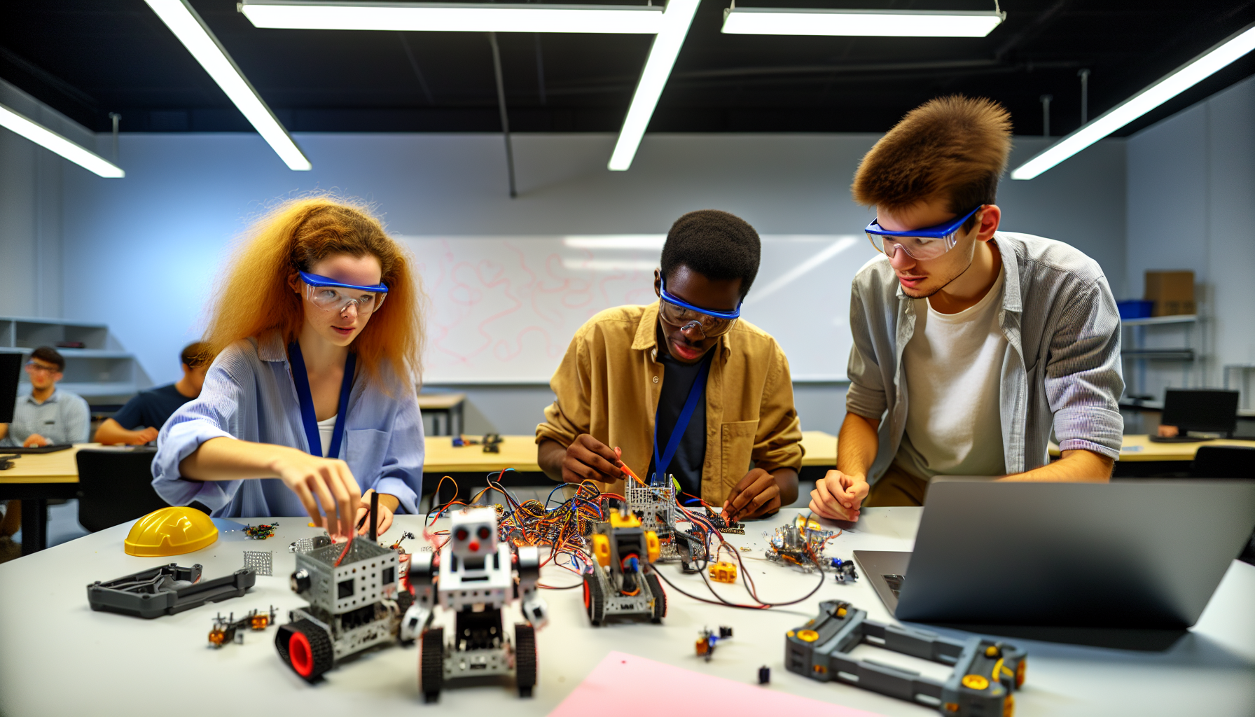 Photo of students engaging in hands-on robotics training