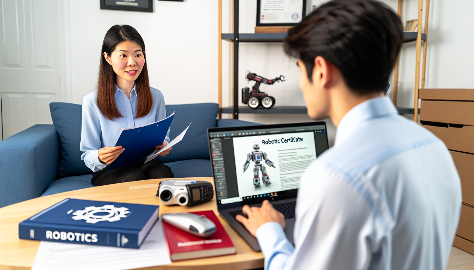 A person preparing for a robotics job interview